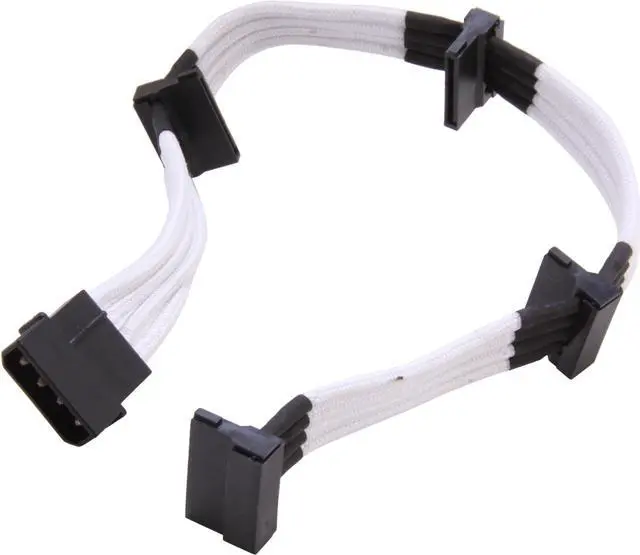 Main image of Silverstone PP07-BTSW Sleeved Extension Power Supply Cable with 1 x 4pin to 4 x SATA Connectors