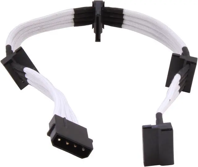 Alt view image 2 of 3 - Silverstone PP07-BTSW Sleeved Extension Power Supply Cable with 1 x 4pin to 4 x SATA Connectors