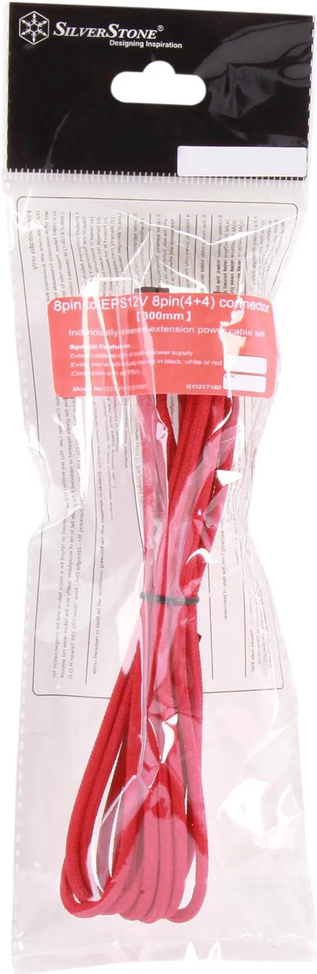 Alt view image 3 of 3 - Silverstone PP07-EPS8R Sleeved Extension Power Supply Cable, 1 x 8pin to EPS12V 8pin(4+4) Connector