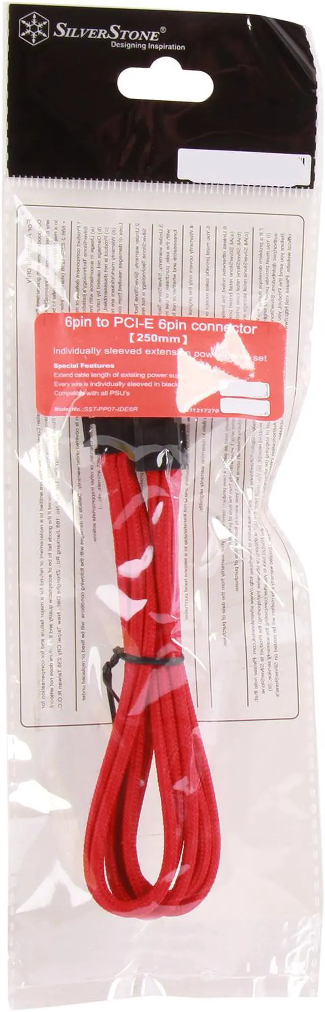 Alt view image 3 of 3 - Silverstone PP07-IDE6R Sleeved Extension Power Supply Cable, 1 x 6pin to PCI-E 6pin Connector