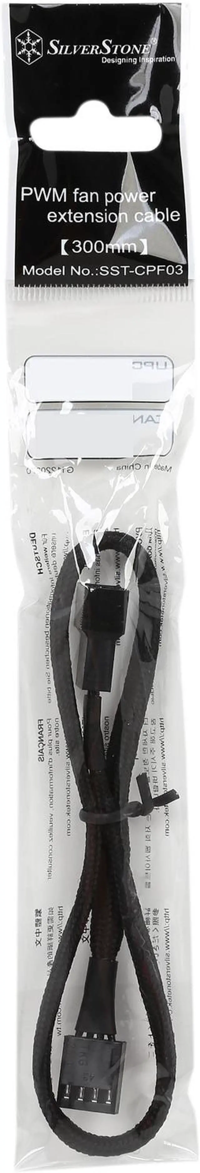 Alt view image 3 of 3 - Silverstone All Black Sleeved PWM Fan Power Extension Cable (CPF03)