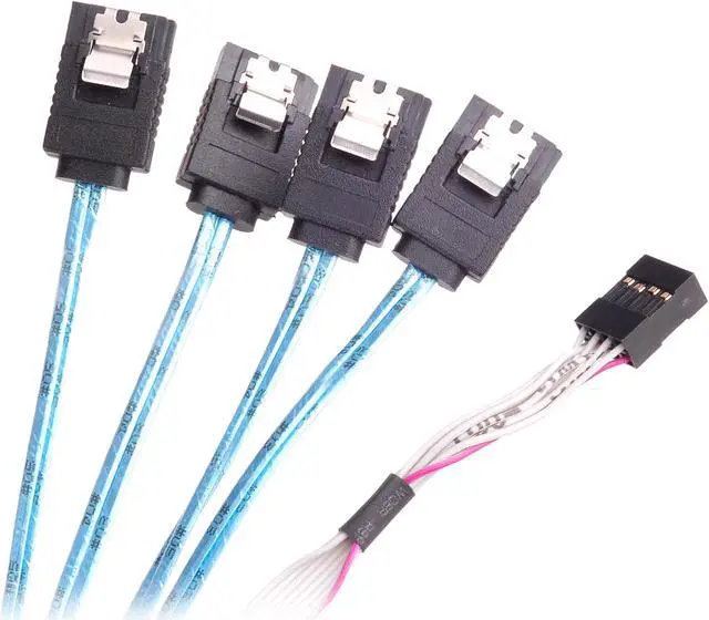 Main image of SilverStone 36 Pin Minisas Sff-8643 (Target) to SATA 7Pin (Host) + Sideband Cable 0.6M Components Other CPS05-RE