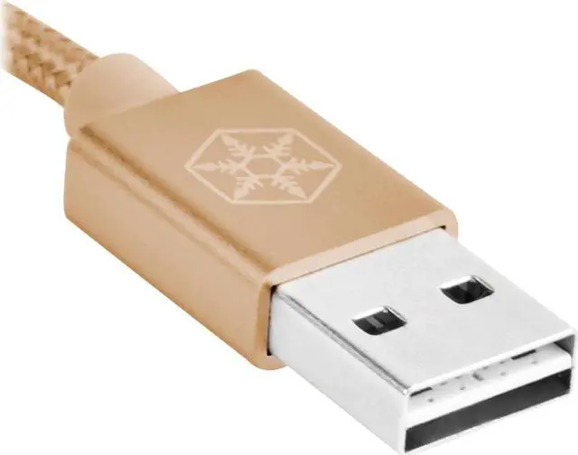 Alt view image 2 of 8 - SilverStone Technology CPU01G-1800 Micro USB Cable for Smartphone / LG / Samsung / Reversible USB-A / Reversible Micro USB-B / 1800mm / Gold