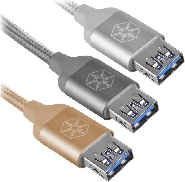 Alt view image 6 of 7 - Silverstone CPU05G-500 Gold USB-C to USB TYPE-A female cable, 0.5 meter, Nylon Braided and aluminum shell