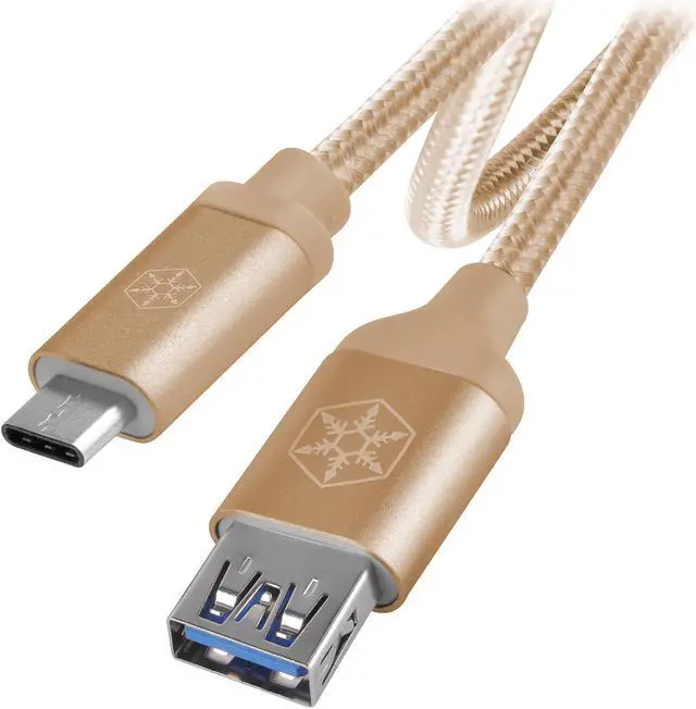 Main image of Silverstone CPU05G-500 Gold USB-C to USB TYPE-A female cable, 0.5 meter, Nylon Braided and aluminum shell
