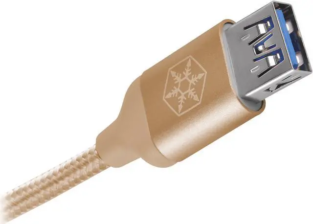 Alt view image 2 of 7 - Silverstone CPU05G-500 Gold USB-C to USB TYPE-A female cable, 0.5 meter, Nylon Braided and aluminum shell