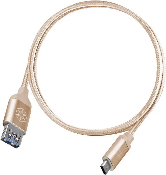 Alt view image 5 of 7 - Silverstone CPU05G-500 Gold USB-C to USB TYPE-A female cable, 0.5 meter, Nylon Braided and aluminum shell