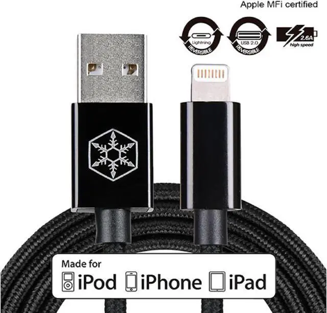 Main image of Silverstone RL-CPU03J-1000 Reversible USB-A  to Lightning cable 1 meter(3.3ft), Apple MFi Certified, support up to 2.6A for high speed charging, Nylon Braided and aluminum shell, Jet black