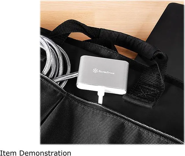 Alt view image 8 of 10 - Silverstone SST-EP16 USB Type-C to VGA and HDMI Adapter, HDMI supports 4Kx2K@30Hz, VGA support 1920x1200@120Hz, Dual Screen Display Simultaneously,Charcoal