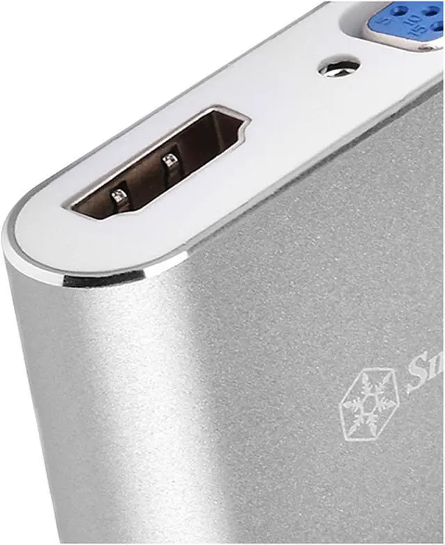 Alt view image 5 of 10 - Silverstone SST-EP16 USB Type-C to VGA and HDMI Adapter, HDMI supports 4Kx2K@30Hz, VGA support 1920x1200@120Hz, Dual Screen Display Simultaneously,Charcoal