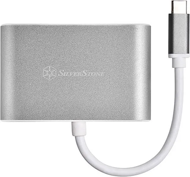 Main image of Silverstone SST-EP16 USB Type-C to VGA and HDMI Adapter, HDMI supports 4Kx2K@30Hz, VGA support 1920x1200@120Hz, Dual Screen Display Simultaneously,Charcoal