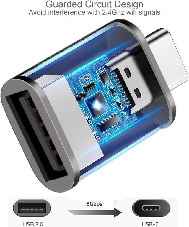 Alt view image 3 of 5 - Adesso ADP-300 Female USB-A to Male USB-C Adapter