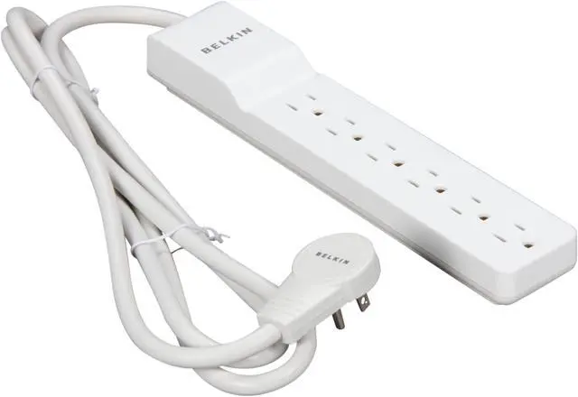 Main image of BELKIN BE106001-06R 6 ft 6 Outlets 720 J Home/Office SlimLine Surge Suppressor