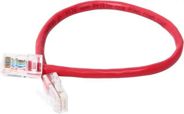 Alt view image 2 of 3 - Belkin A3X126-01-RED 1 ft. Cat 5E (Crossover) Red Network Cable