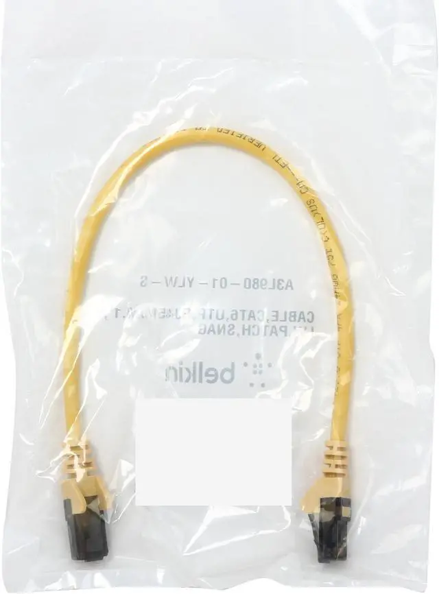 Alt view image 3 of 3 - Belkin A3L980-01-YLW-S 1 ft. Cat 6 Yellow Snagless Patch Cable