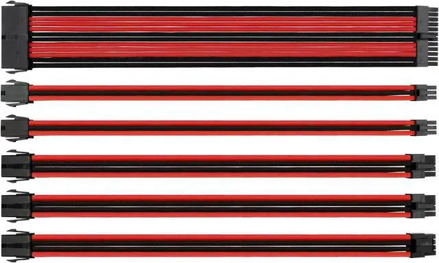 Main image of Thermaltake AC-033-CN1NAN-A1 11.81 in. (All Cables)  TtMod Sleeve Extension Power Supply Cable Kit ATX/EPS/8-pin PCI-E/6-pin PCI-E with Combs Red/Black
