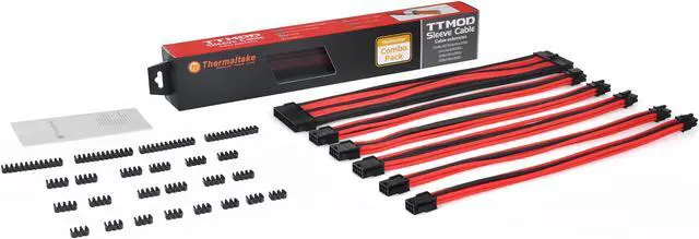 Alt view image 5 of 7 - Thermaltake AC-033-CN1NAN-A1 11.81 in. (All Cables)  TtMod Sleeve Extension Power Supply Cable Kit ATX/EPS/8-pin PCI-E/6-pin PCI-E with Combs Red/Black