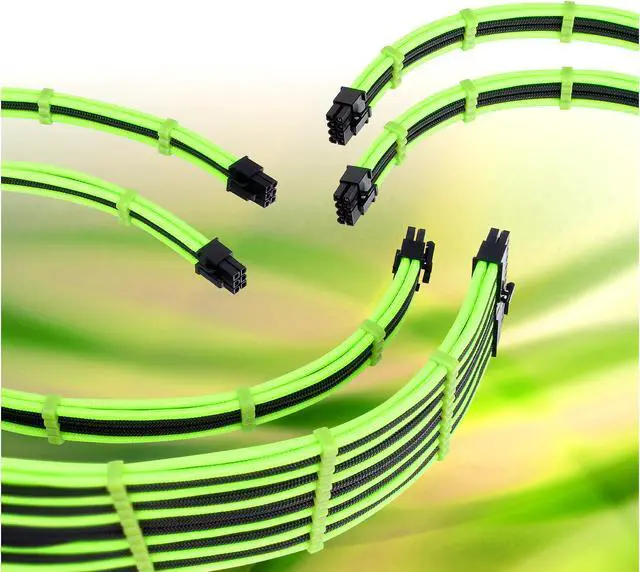 Alt view image 2 of 8 - Thermaltake AC-034-CN1NAN-A1 11.81 in. (All Cables)  TtMod Sleeve Extension Power Supply Cable Kit ATX/EPS/8-pin PCI-E/6-pin PCI-E with Combs Green/Black
