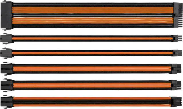 Main image of Thermaltake AC-036-CN1NAN-A1 11.81 in. (All Cables)  TtMod Sleeve Extension Power Supply Cable Kit ATX/EPS/8-pin PCI-E/6-pin PCI-E w/ Combs Orange/Black