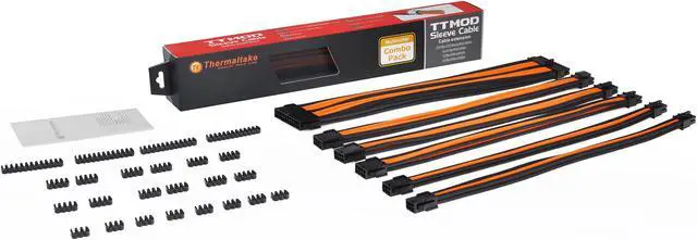 Alt view image 2 of 8 - Thermaltake AC-036-CN1NAN-A1 11.81 in. (All Cables)  TtMod Sleeve Extension Power Supply Cable Kit ATX/EPS/8-pin PCI-E/6-pin PCI-E w/ Combs Orange/Black