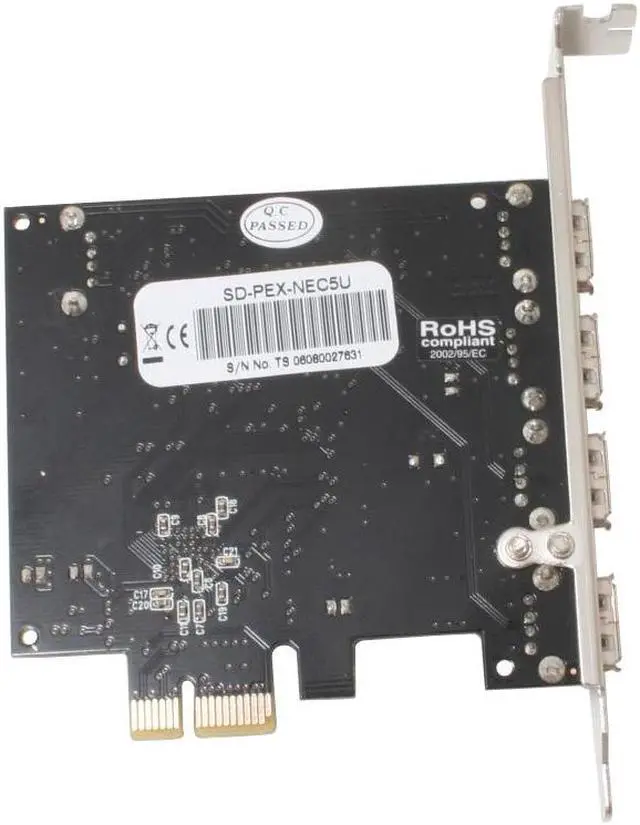 Alt view image 4 of 6 - SYBA PCI-Express USB 2.0 5 Ports Controller Card Model SD-PEX-NEC5U