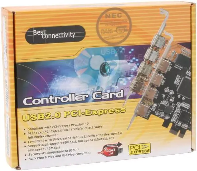 Alt view image 6 of 6 - SYBA PCI-Express USB 2.0 5 Ports Controller Card Model SD-PEX-NEC5U