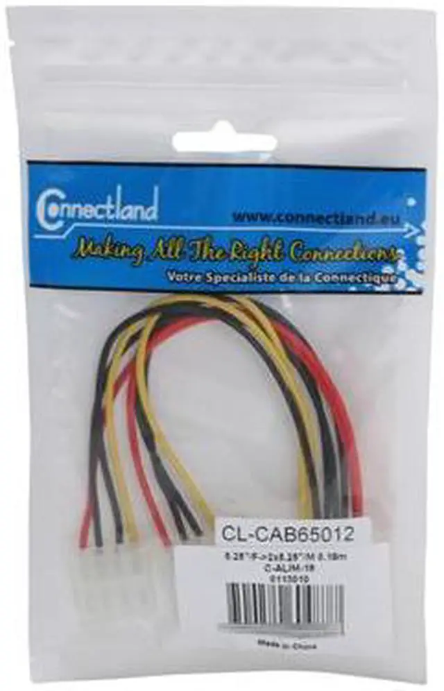 Alt view image 2 of 2 - SYBA CL-CAB65012 5.25 in. 5.25" 4-Pin Male to Dual 4-Pin Female Power Cable