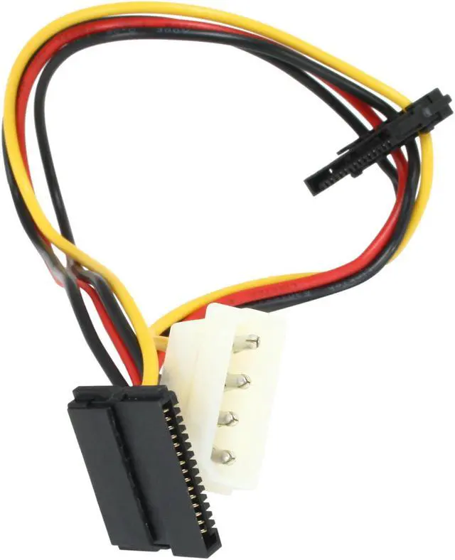 Alt view image 2 of 2 - SYBA SY-CAB40018 1 ft. Molex 4-Pin to 2 x 15-Pin Right Angle SATA Power Cable