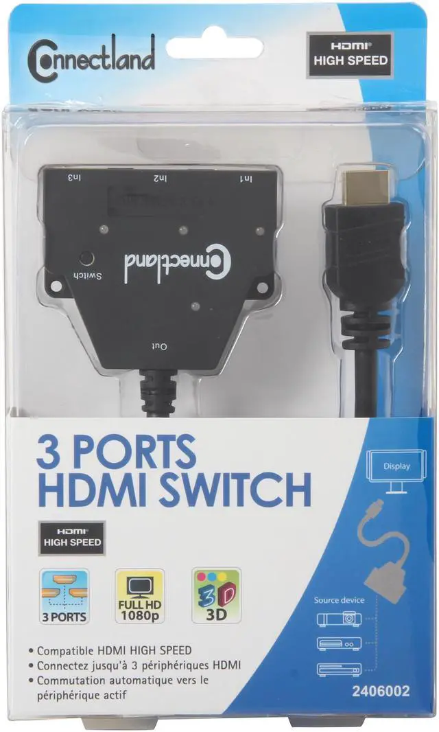 Alt view image 3 of 3 - SYBA CL-SWI31026 HDMI Switch, 3-in-1-out, Automatic and Manual Control, Support 1080P & 3D, RoHS