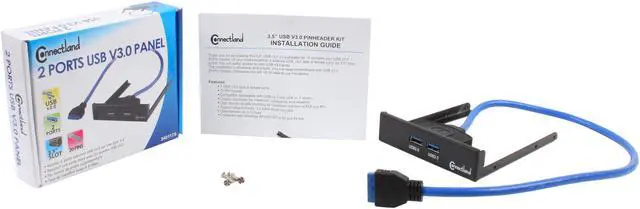 Alt view image 5 of 5 - 2-Port USB 3.0 3.5" Front Panel w/ Built-in 20-pin Header Cable