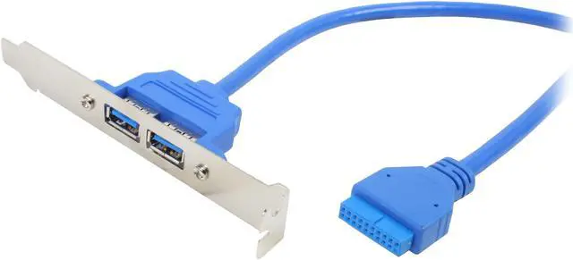 Main image of SYBA CL-PCI20114 Blue 2-Port USB 3.0 Bracket w/ Built-in 18 Inch 20-pin Header Cable
