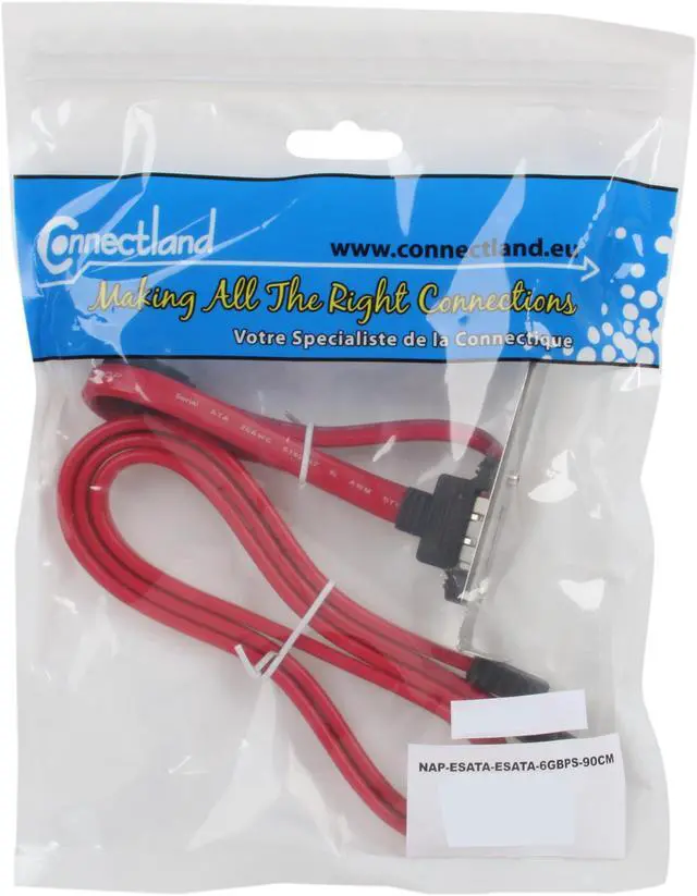 Alt view image 3 of 3 - SYBA Model CL-CAB40051 Premium eSATA6 3-Feet Shielded External Flat Cable and eSATA Bracket Bundle