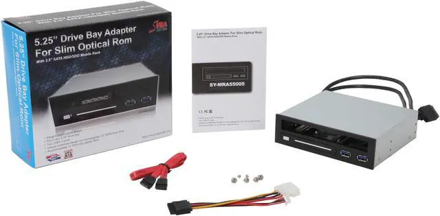 Alt view image 6 of 5 - SYBA SY-MRA55005 Multipurpose 5.25" Bay Adapter for Slim Optical Drive and 2.5" SATA I / II / III HDD, with 2 USB 3.0