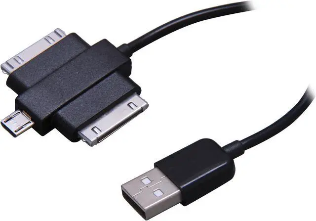 Main image of Syba CL-CAB20144 Black USB Charger Sync Cable for iPad 1 & 2, New iPad, iPhone, Samsung Galaxy Tab & All Major Smart Phones