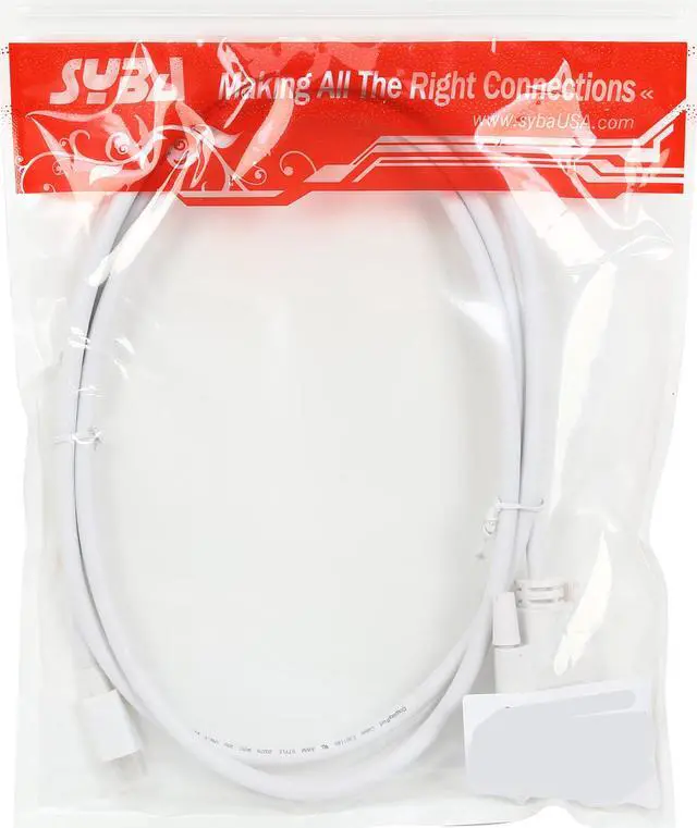 Alt view image 3 of 3 - SYBA Model SY-CAB33022 (2-Meter) Mini DisplayPort 1.2 to DVI (24+1) Cable, Male to Male - WHITE Male to Male