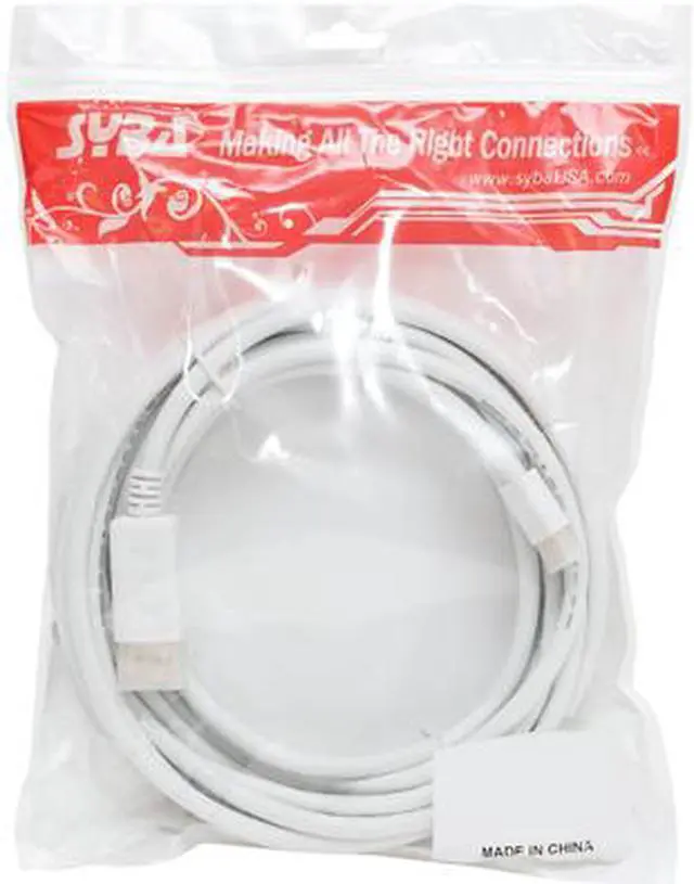 Alt view image 7 of 7 - SYBA SY-CAB33025 15 ft. White (5-Meter) DisplayPort v1.2 to Mini DisplayPort v1.2 Male to Male Cable - WHITE Male to Male