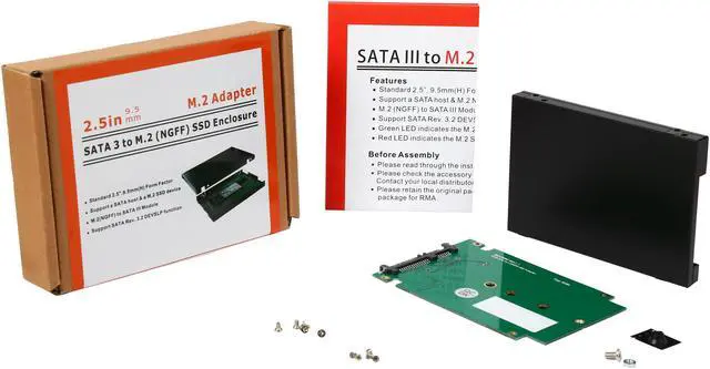 Alt view image 5 of 5 - SYBA SY-ADA40092 2.5" SATA III to M.2 (NGFF) SSD Enclosure with Complete Screw Set