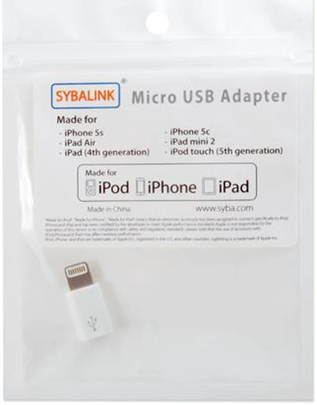 Alt view image 5 of 5 - Syba SD-ADA20184 White Micro USB to Lightning Adapter