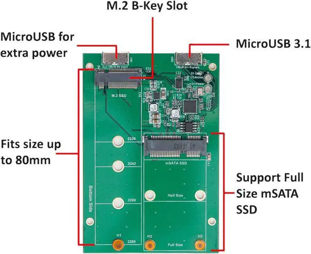 Alt view image 3 of 6 - SYBA SY-ADA50088 USB3.1 to M.2/mSATA SSD Adapter