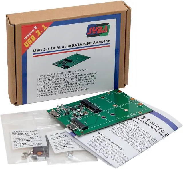 Alt view image 6 of 6 - SYBA SY-ADA50088 USB3.1 to M.2/mSATA SSD Adapter