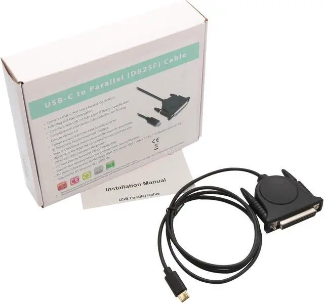 Alt view image 7 of 7 - SYBA SD-ADA10012 USB Type-C Printer to Parallel Female DB25Cable, Bi-Directional Communication