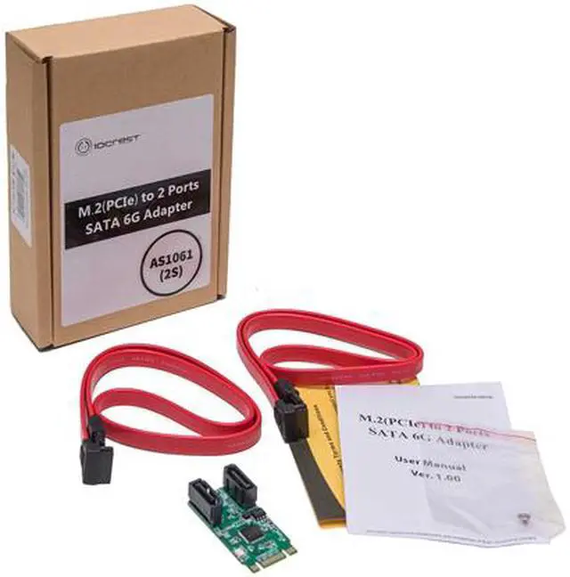 Alt view image 9 of 9 - SYBA SI-ADA40127 M.2 B+M Key 22x42 PCIe to 2 Ports SATA 6 G III Adapter Card