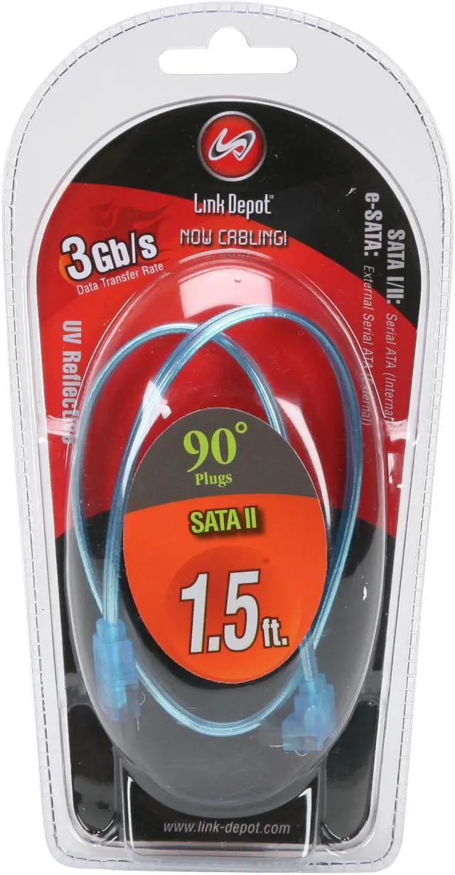 Alt view image 3 of 3 - Link Depot SATA2L-1.5-UVB 1.5 ft. SATA II CABLE WITH LOCKING(90 Degree)