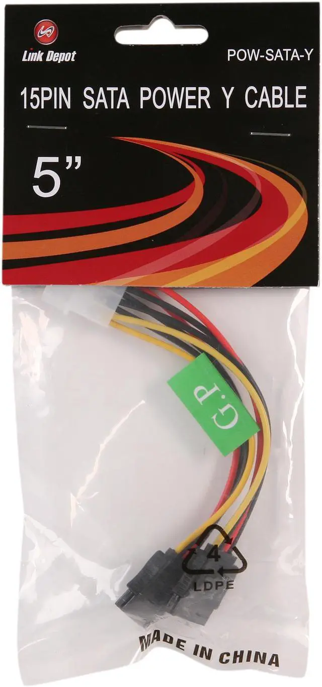 Alt view image 3 of 3 - Link Depot Pow-SATA-Y 5 in. 15PIN SATA power Y cable