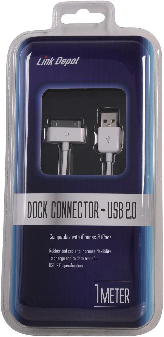 Alt view image 3 of 3 - Link Depot LD-APLUSB-1M White Apple Dock Connector to USB 2.0 - Compatible with iPhones & iPods