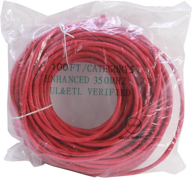 Alt view image 3 of 3 - Link Depot C5M-100-RDB 100 ft Cat 5E Red Network Ethernet Cable