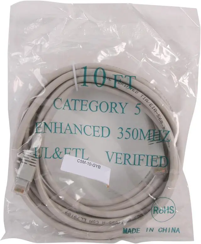 Alt view image 3 of 3 - Link Depot C5M-10-GYB 10 ft. Cat 5E Grey Network Ethernet Cable