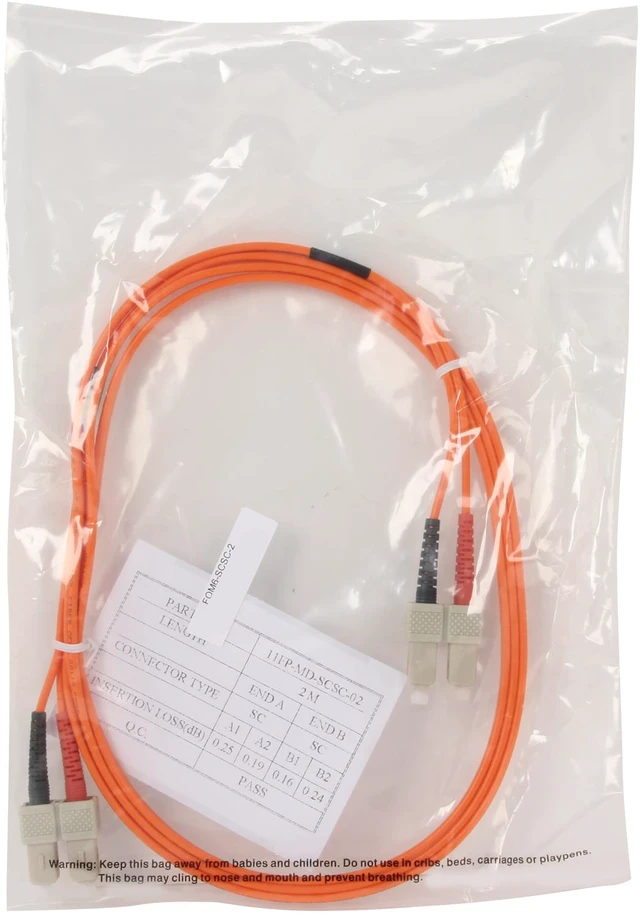 Alt view image 3 of 3 - Link Depot FOM6-SCSC-2 6.56 ft. (2m) Multimode 62.5/125 Duplex Fiber Patch Cable SC - SC