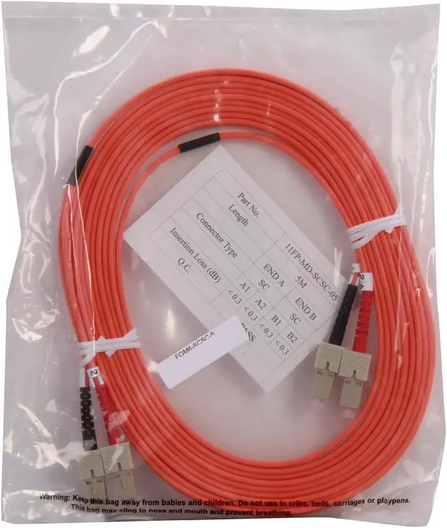 Alt view image 3 of 3 - Link Depot FOM6-SCSC-5 16.4 ft. (5m) Multimode 62.5/125 Duplex Fiber Patch Cable SC - SC