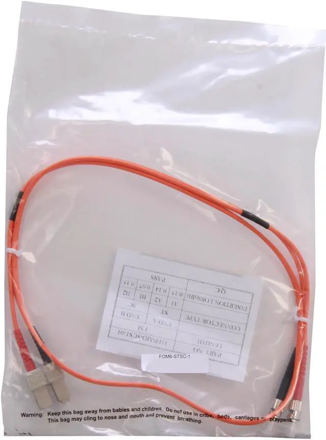 Alt view image 3 of 3 - FOM6-STSC-1 3.28 ft. (1m) Multimode 62.5/125 Duplex Fiber Patch Cable ST - SC